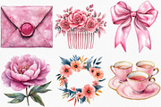 Watercolor Pink Wedding Day Clipart, an Illustration by Canvas Craft (Thumbnail 3 of 8)