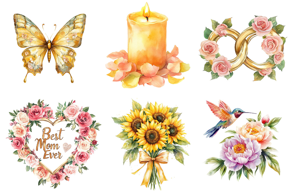 Golden Mother's Day Clipart, an Illustration by CreationArt (Photo 2 of 5)
