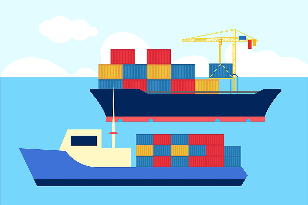 Container Ship at Freight Port Pack, a Technology Illustration by bungamustia (Photo 6 of 12)