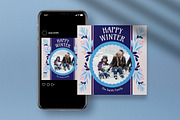 Blue Floral Winter Greeting Card, a Card Template by graphicook (Thumbnail 4 of 4)