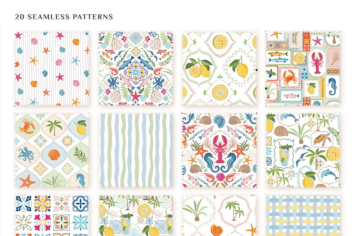Sun and Sea. Vector Summer Patterns, a Pattern Graphic by Molly art (Photo 3 of 21)