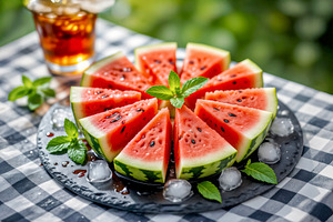 Fresh watermelon slices, a Photo by rarrarorro