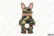 Faux Embroidered Camo Bunny PNG, an Illustration by CraftArtStudio (Thumbnail 1 of 4)