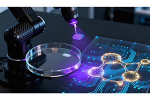 Robotic arm scanning petri dish and, a Technology Photo by tilialucida