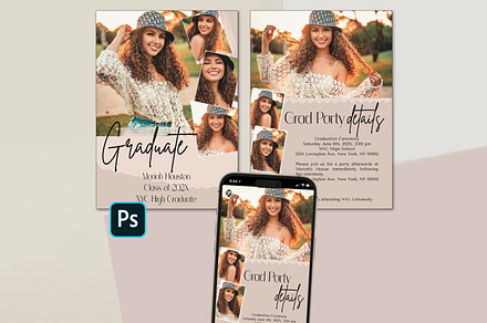 Graduation Party Invite Template, a Card Template by InstaNoirDesigns