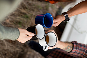 Friends share cup of coffee