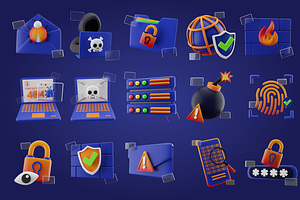 3D Cyber Security Icon