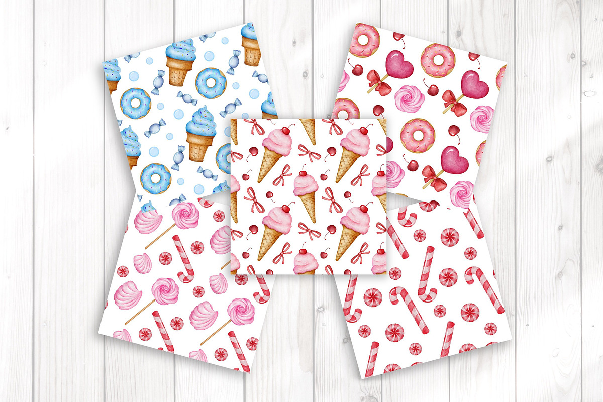 Sweet seamless papers Candy Donut, an Illustration by LuiDesignStudio (Photo 3 of 6)