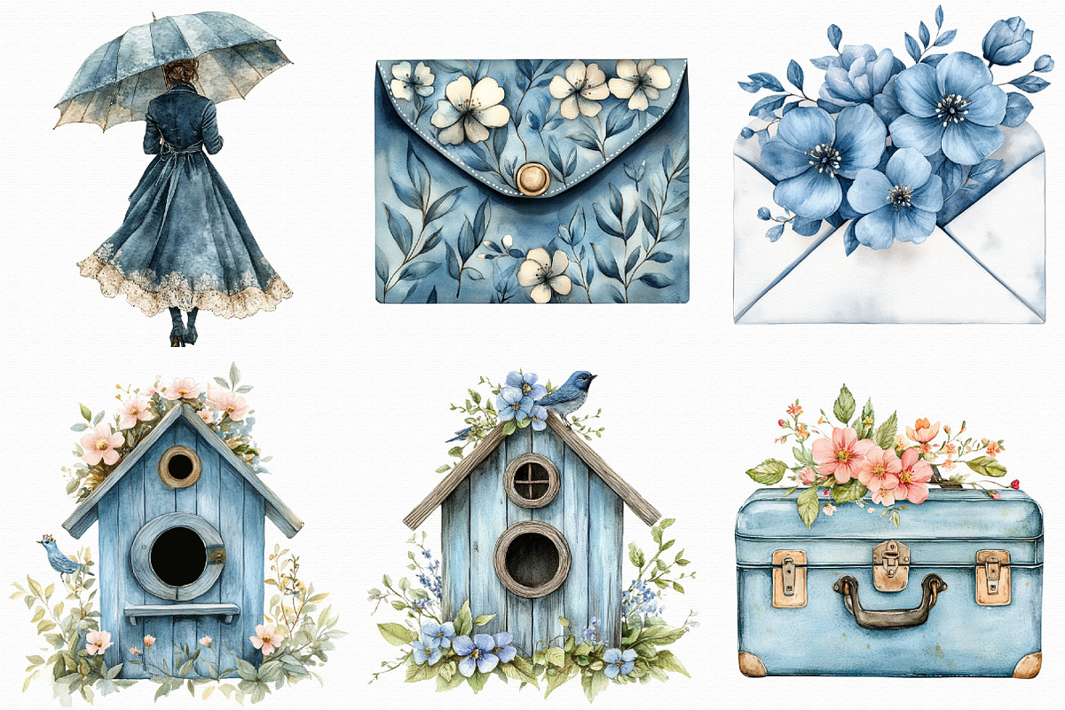 Dusty Blue Spring Clipart, an Illustration by Libby Wishes (Photo 8 of 9)
