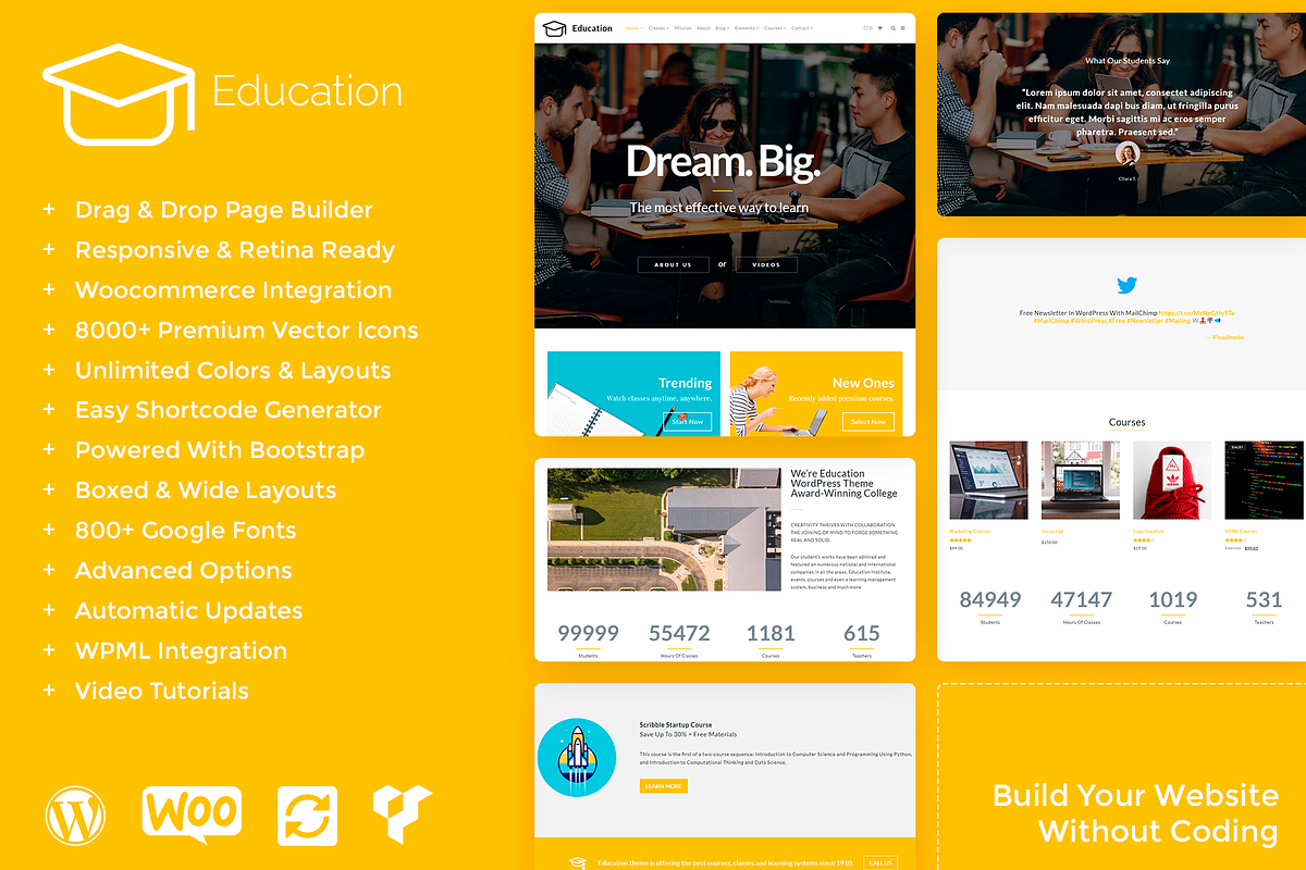 Education & Courses WordPress Theme, a WordPress Template by Visualmodo (Photo 1 of 41)