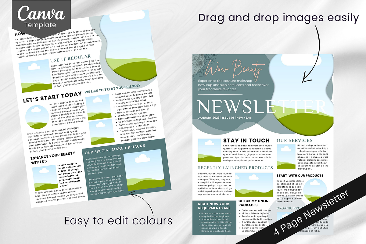 Skincare Canva Newsletter Template, an Email Template by PixelCraft (Photo 3 of 16)