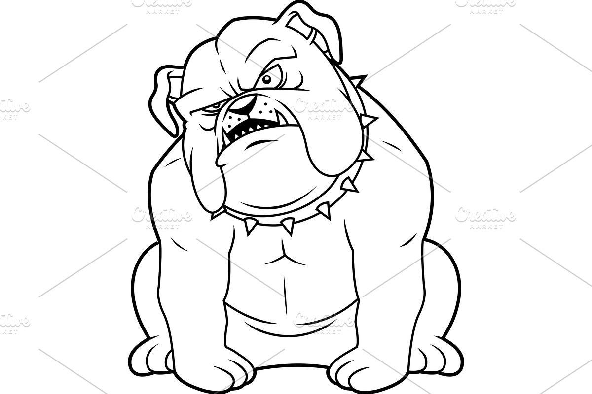 Grumpy Bulldog Cartoon Character, an Illustration by HitToon