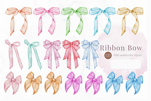 Watercolor Ribbon Bow Bundle, a Decorative Illustration by Stellalunarts