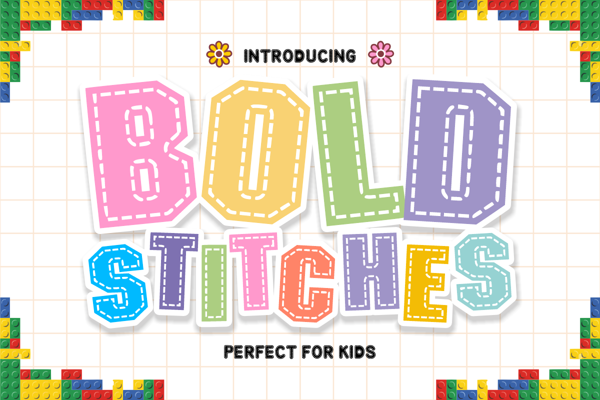 Bold Stitches – Handcrafted Font, a Sans Serif Font by KiddoGlyphs Studio (Photo 1 of 4)