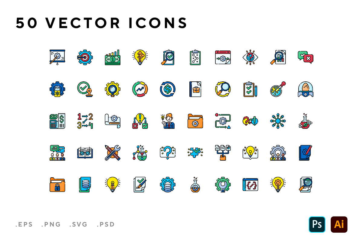Research and development icons, an Outline Icon by Wencory (Photo 1 of 2)