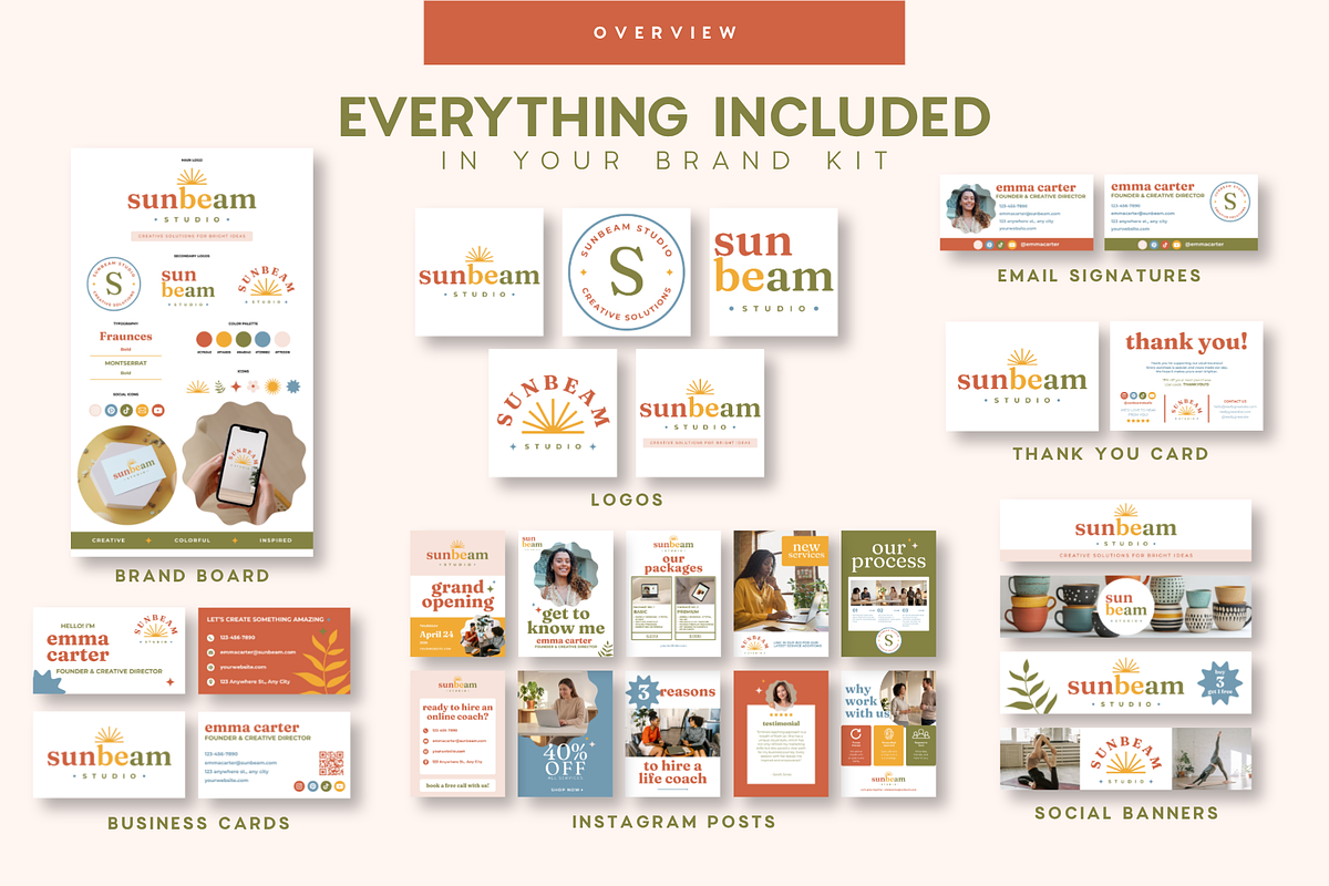 Colorful Retro Brand Kit | Canva, a Branding & Logo Template by BrandhavenStudio (Photo 2 of 10)