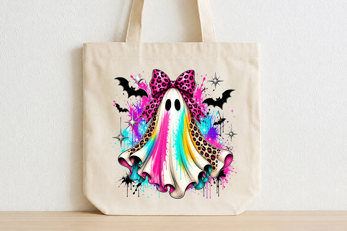 Trendy Neon Ghost Retro Halloween, a Seasonal Illustration by CraftArtStudio (Photo 2 of 4)