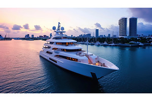 Luxury Motor Yacht Moored at Harbor, an Architecture Photo by Lermont51