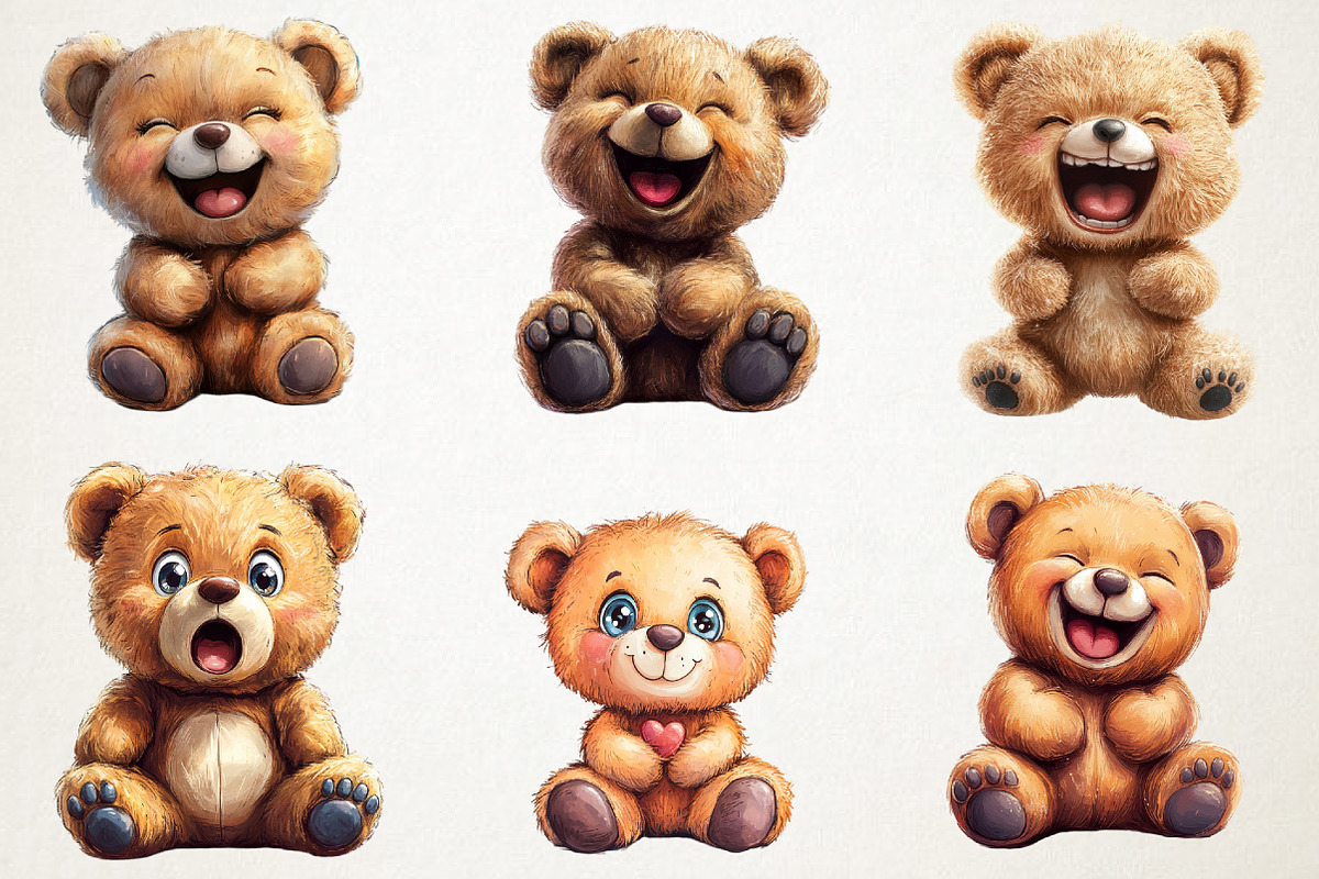 Cute Teddy Bear Emotions Clipart Bun, an Illustration by RobertsArt (Photo 4 of 7)