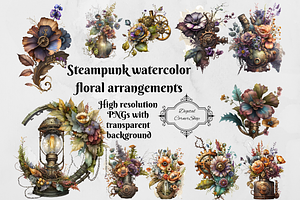 Steampunk Floral Arrangement Clipart