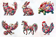 Floral Animals Clipart, Spring Clipa, an Illustration by RobertsArt (Thumbnail 5 of 7)