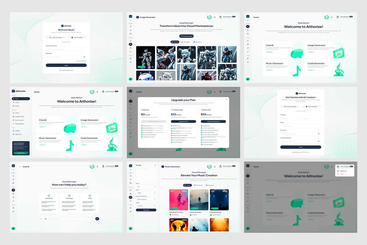 Aithorize - AI Assistant Web App, an UI Kit Template by Lumina_ui_ux202 (Photo 5 of 7)