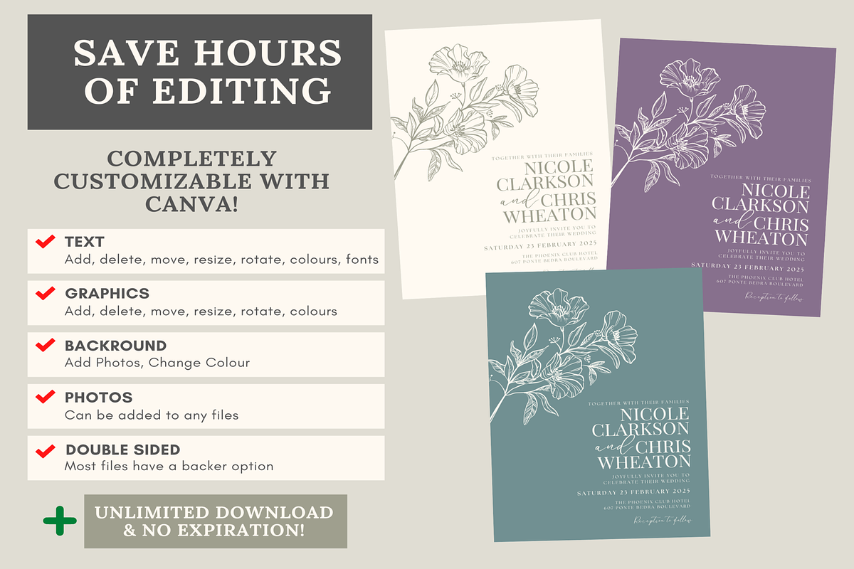 Green Wedding Invitation Template, an Invitation Template by LushBury (Photo 4 of 5)