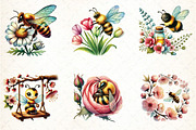 Spring Bees Clipart 2, an Illustration by DreamCafeArt (Thumbnail 2 of 5)