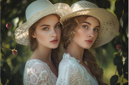 Beautiful girls field. Generate Ai, a Nature Photo by Ylivdesign