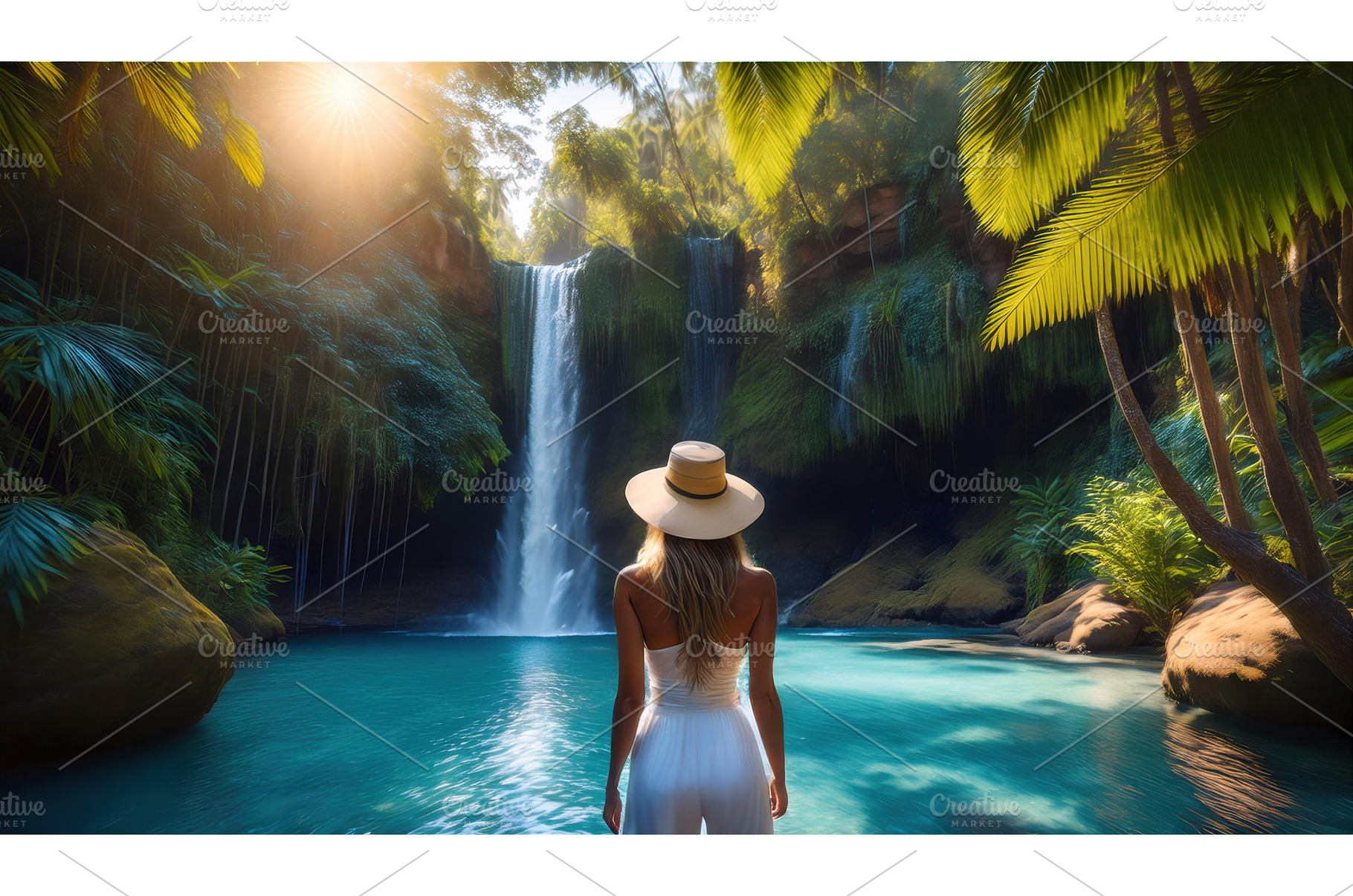 Woman in white dress standing near a, a Nature Photo by Igor Tichonow