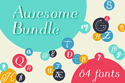 Awesome Bundle 84 fonts, a Script Font by Etewut (Thumbnail 1 of 71)
