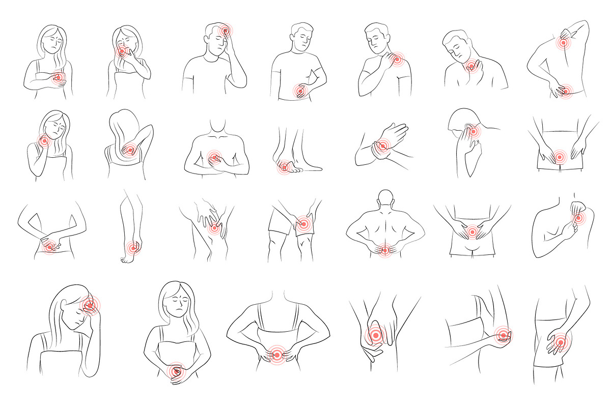 Pain Symptoms Set. Human Body Ache, an Object Illustration by Lettering_Logo