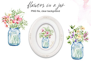 Flower Garden, Watercolor Clipart