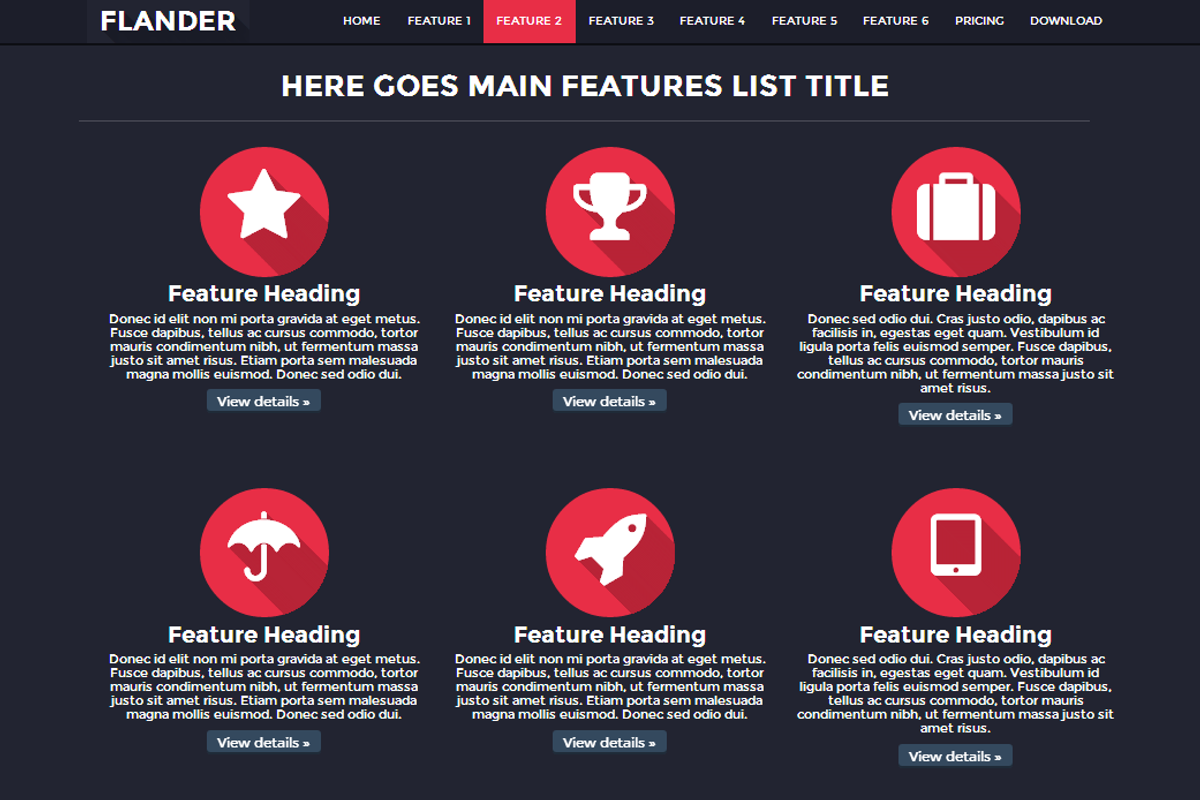 FLANDER flat responsive landing page, a Landing Page Template by Bootstraptor (Photo 3 of 5)