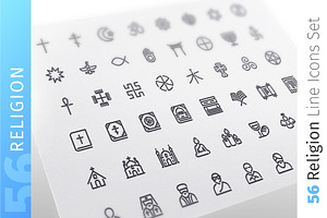 Religion Line Icons Set