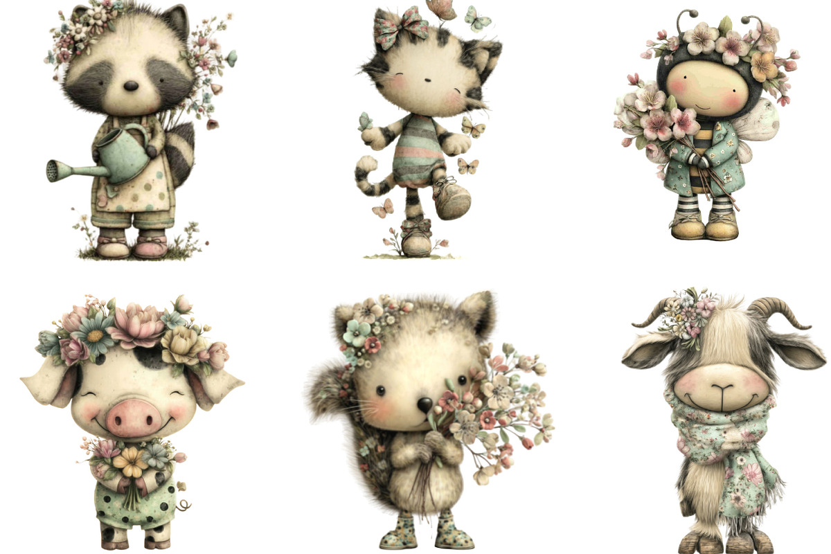 Whimsical Spring Animals Clipart, an Illustration by Designking (Photo 3 of 5)
