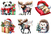 Christmas Animal Watercolor Clipart, an Illustration by DreamArtGraphic (Thumbnail 3 of 5)