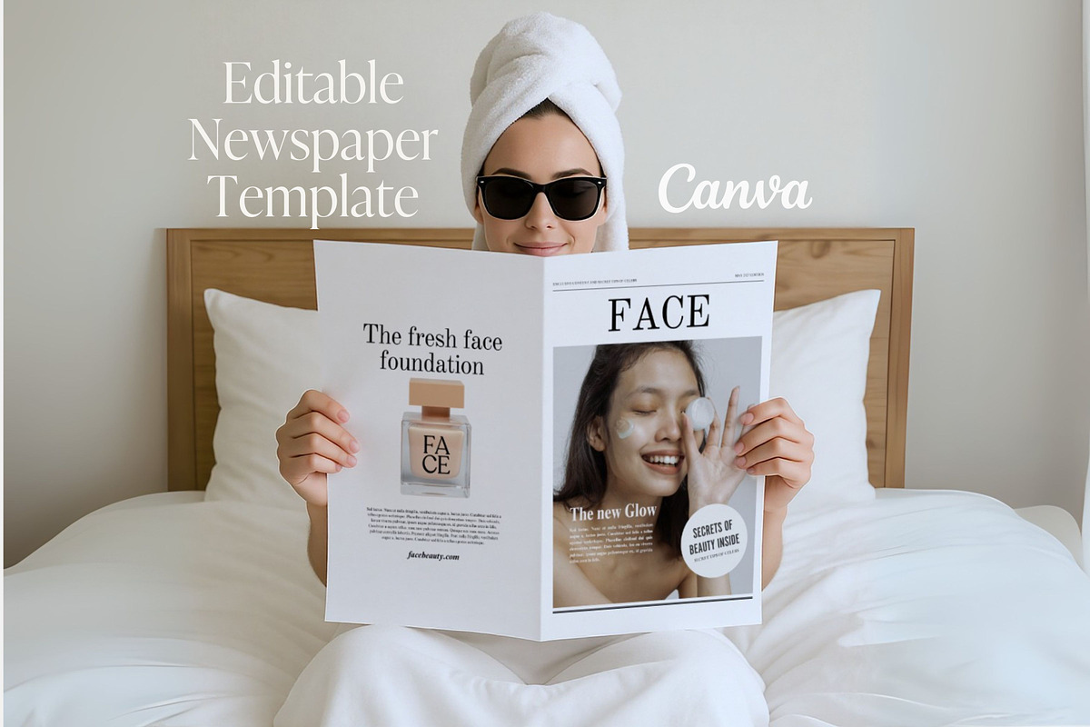 Colour Newspaper Template Canva Edit preview 2