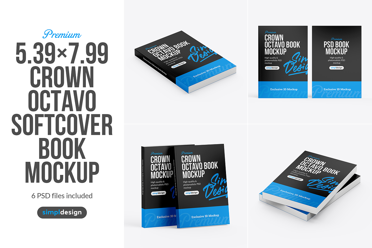 Crown Octavo Softcover Book Mockup, a Books & Magazine Mockup by SimplDesign (Photo 1 of 13)