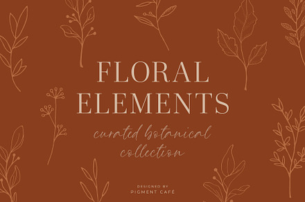 Floral Elements Curated Collection, a Decorative Illustration by Pigment Café
