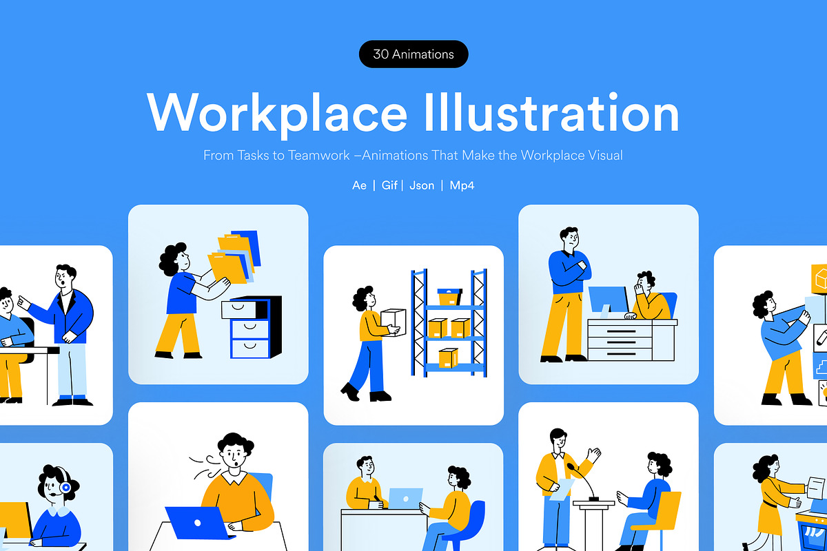 Animated Workplace Illustrations, a Work Illustration by Vectors Market (Photo 1 of 4)