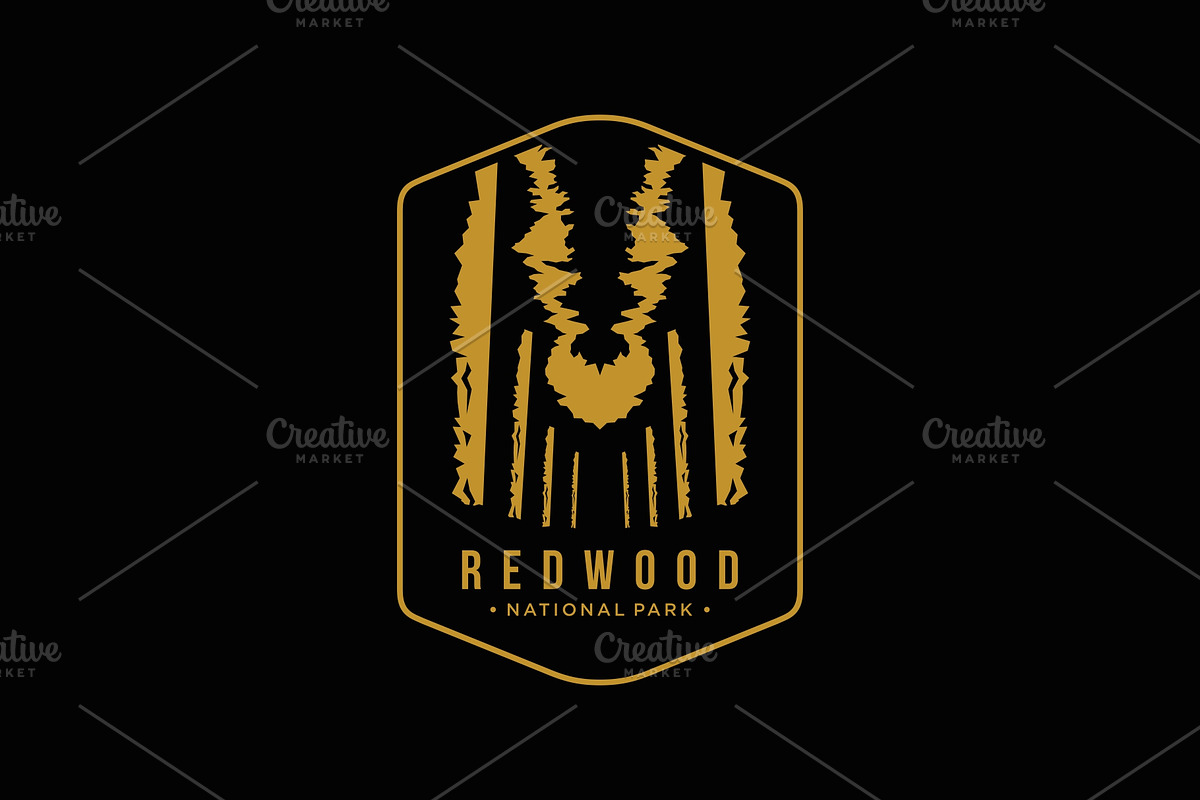 line art redwood national park logo, a Branding & Logo Template by swarnstudio