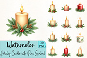 Holiday Candle with Pine Garland Cli, an Illustration by CrexoraLab (Thumbnail 1 of 5)