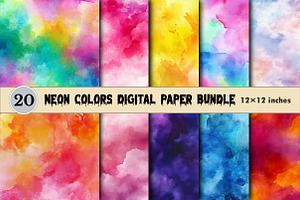 Neon Colors Digital Paper, a Pattern Graphic by CitraGraphics