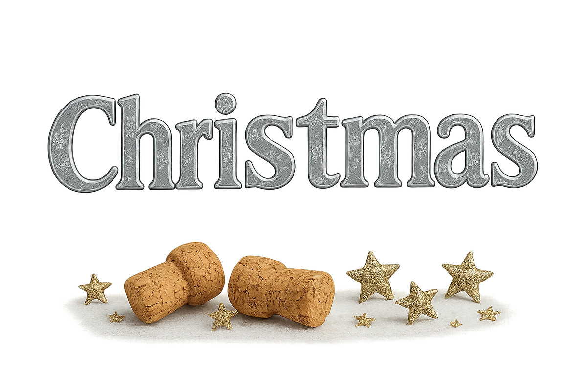 Christmas themed corks and stars on, an Illustration by Dvoevnore photos