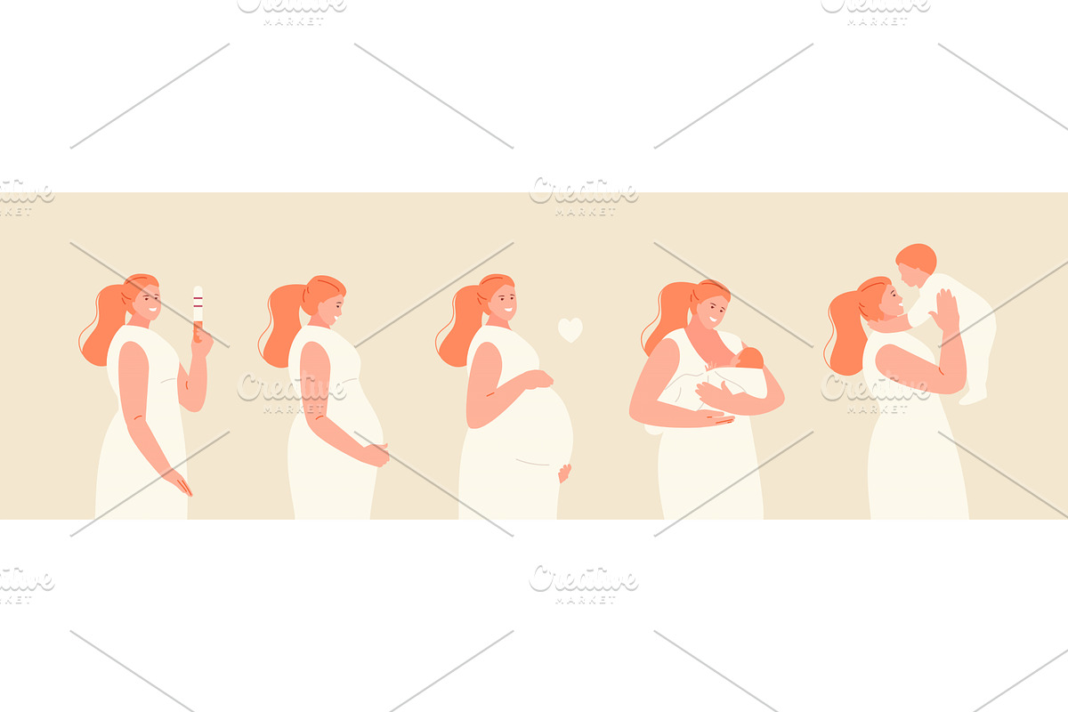 Young woman becoming mother, a Healthcare Illustration by artbesouro