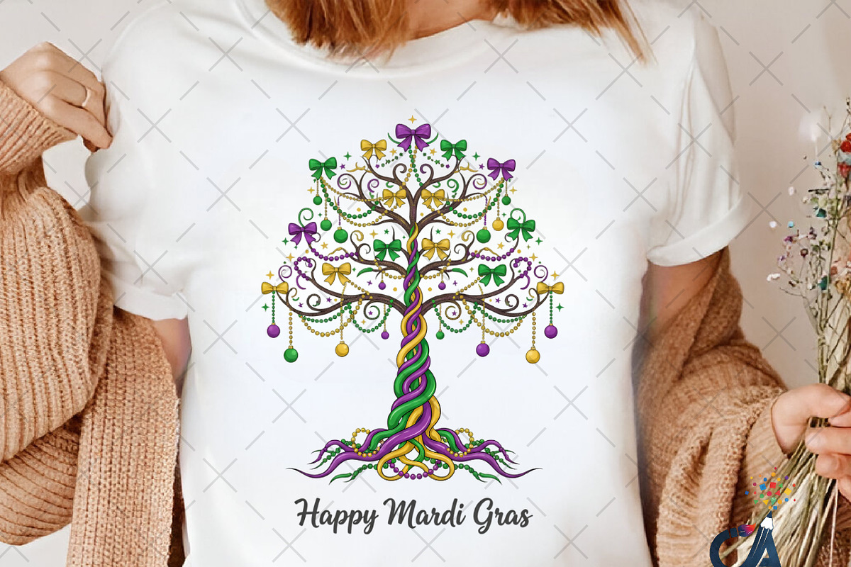 Watercolor Mardi Gras Bead Tree, an Illustration by Creative Art (Photo 3 of 6)