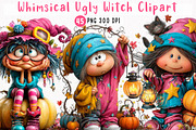 Whimsical Ugly Witch Clipart Bundle, a Person Illustration by fashionaddict (Thumbnail 1 of 7)