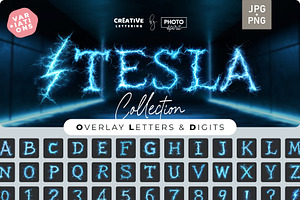 Tesla Coil Lightning Letters Overlay, a Symbol Font by PhotoSpirit