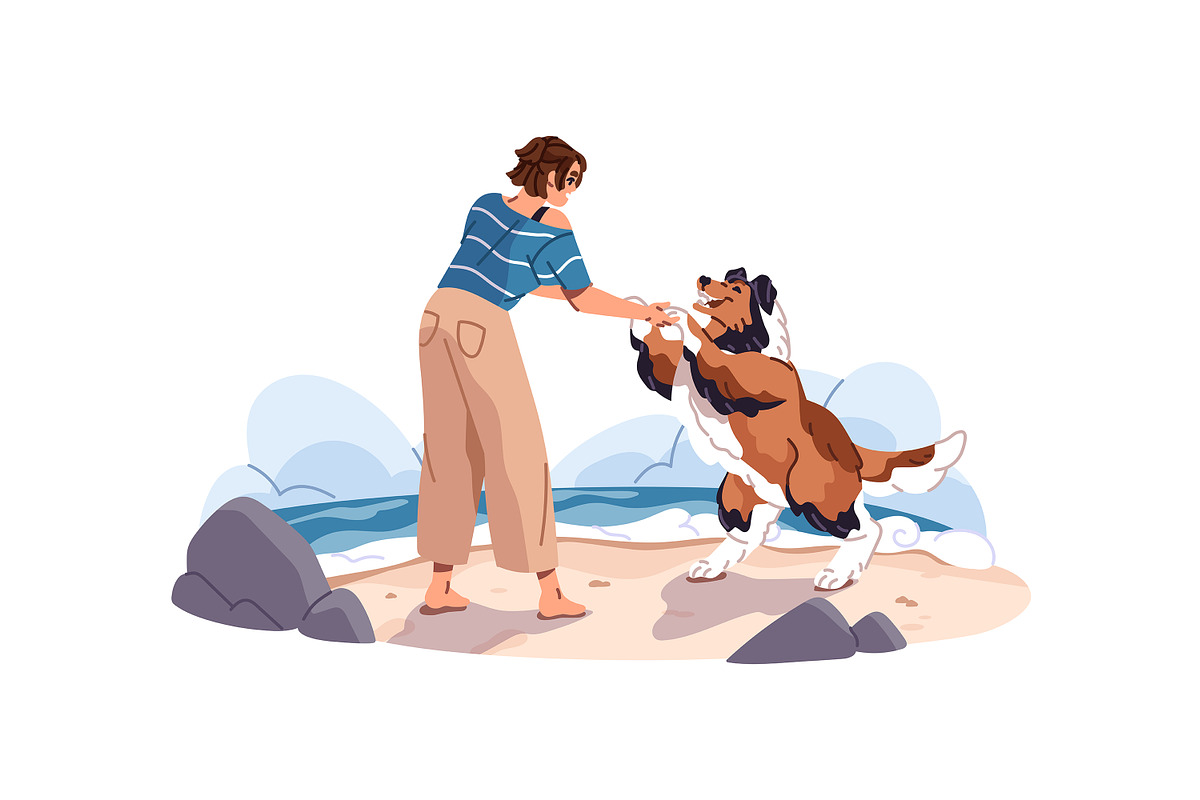 Happy people with cute pets set, an Animal Illustration by PaperTrident (Photo 3 of 9)